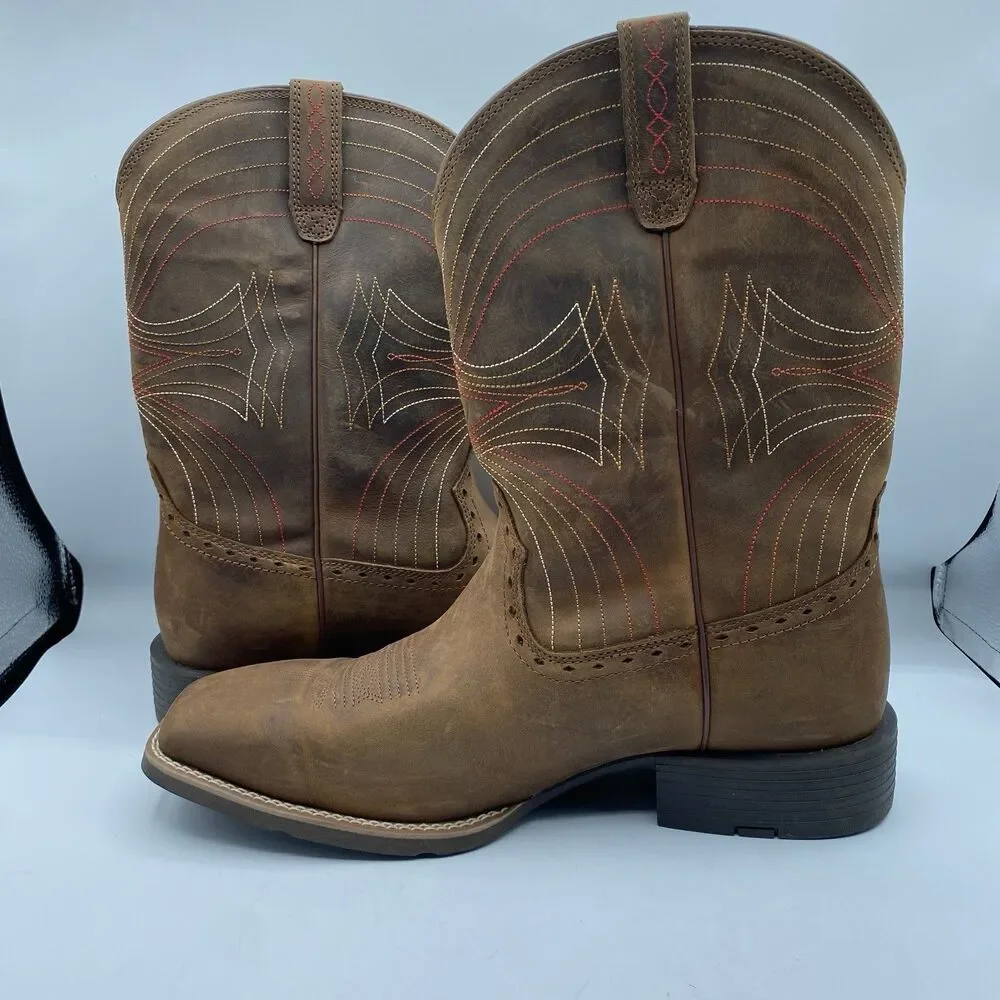 Ariat Boots Men 13 EE ATS Brown Western Performance Broad Square Toe Cowboy Tag
